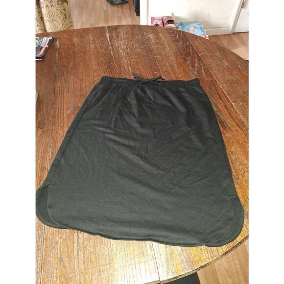 New L/XL West Loop Black Skirt Elastic Drawstring Waist Knee Length Midi NWT - Picture 1 of 5